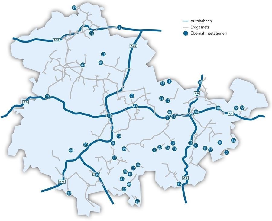 Netzgebiet Erdgas - Netzgebiete - Über Uns | Thüringer Energienetze